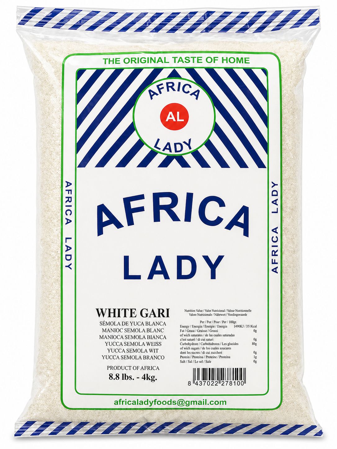 Africa Lady White Gari - Authentic Premium Cassava (4kg / 8.8 lbs)