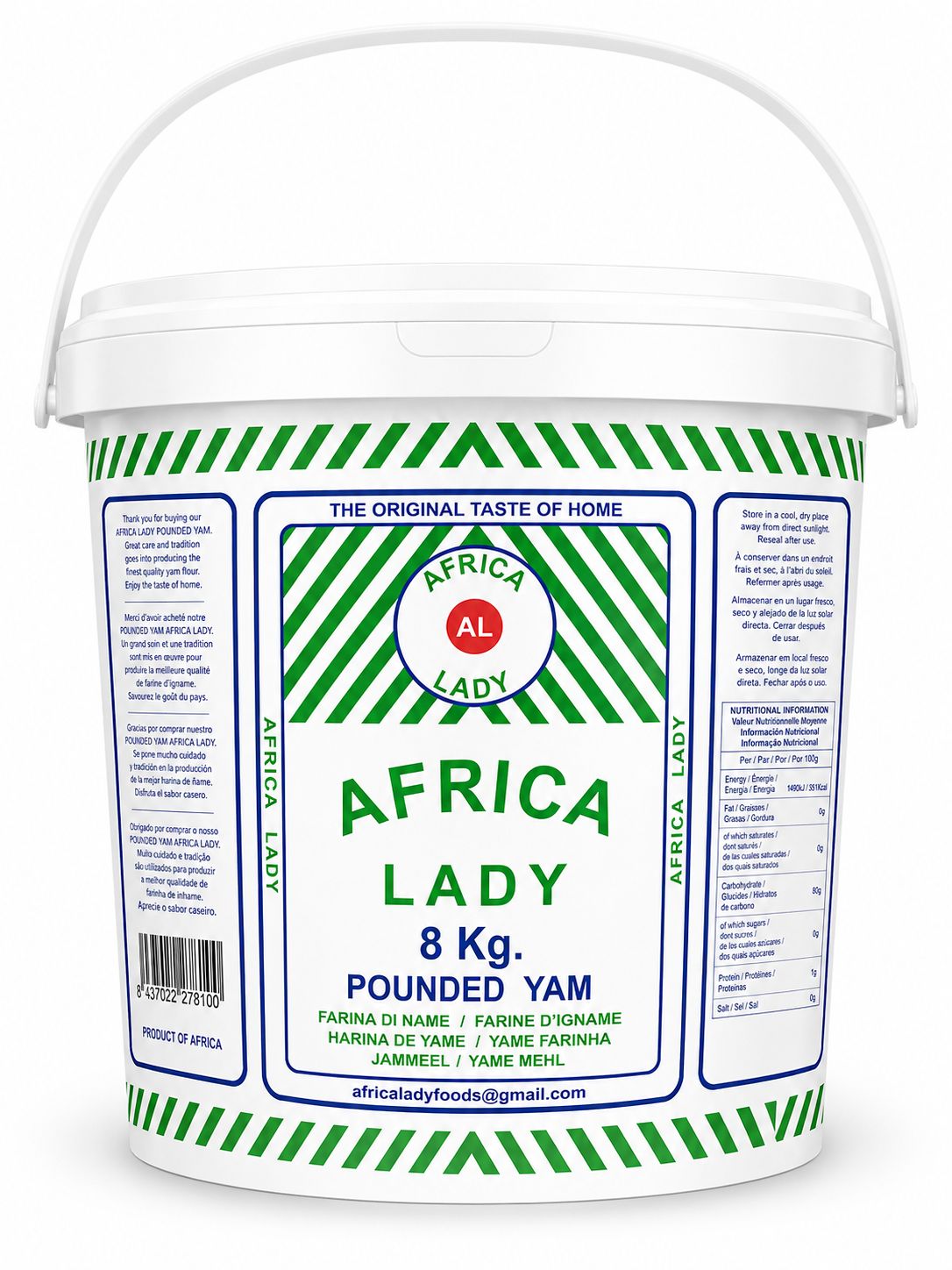 Africa Lady Pounded Yam (Iyan) - 8kg Premium Bucket